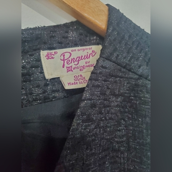 Penguin Vintage Sparkly Black with pockets slight poof A-line dress size0 fits 2 - Picture 7 of 11